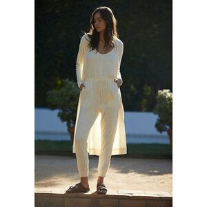 NEW FREE PEOPLE BICOASTAL ROMPER AND MAXI CARDIGAN DUSTER LITTLE LEMON